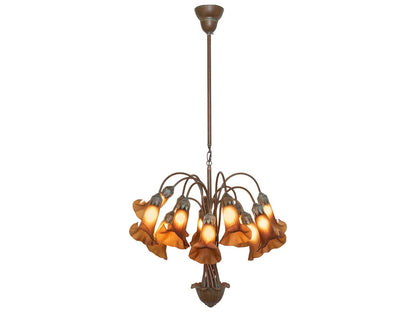 Meyda Tiffany Pond Lily 12-Light Natural Bronze Verdigris Traditional Chandelier