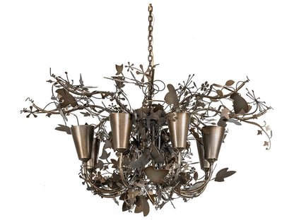 Meyda Lau Lau 8-Light Nature-Inspired Chandelier in Antique Hammer Gold