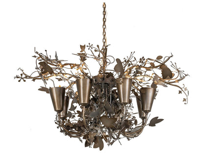 Meyda Lau Lau 8-Light Nature-Inspired Chandelier in Antique Hammer Gold
