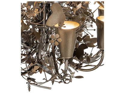 Meyda Lau Lau 8-Light Nature-Inspired Chandelier in Antique Hammer Gold