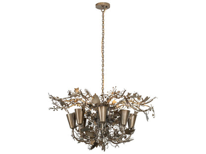 Meyda Lau Lau 8-Light Nature-Inspired Chandelier in Antique Hammer Gold