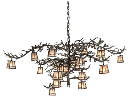 Meyda Pine Branch 18-Light Oil Rubbed Bronze Chandelier with Silver Mica Shades