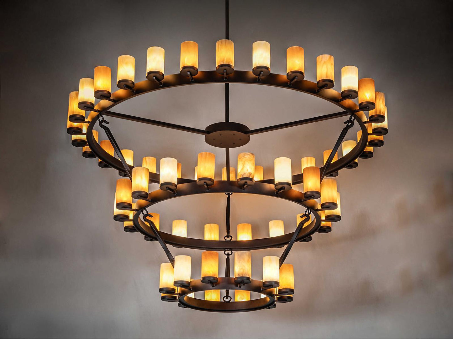 Meyda Noziroh Ring 60-Light Chandelier Mahogany Bronze with Idalight Shades