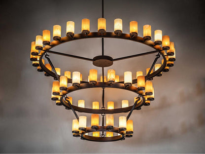 Meyda Noziroh Ring 60-Light Chandelier Mahogany Bronze with Idalight Shades