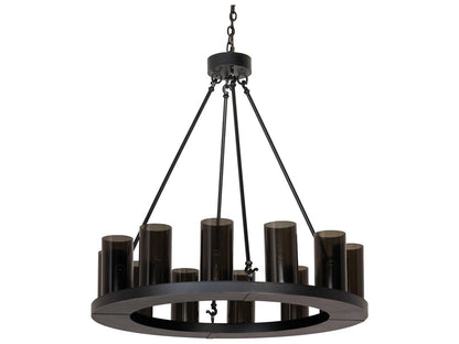 Meyda Loxley 12-Light Textured Black Round Chandelier with Grey Smoke Idalight