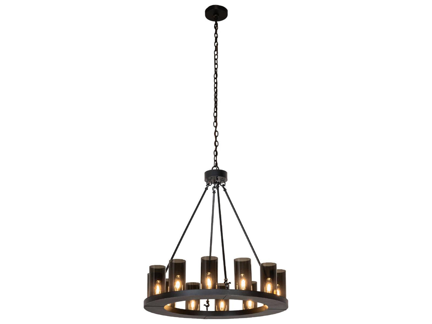 Meyda Loxley 12-Light Textured Black Round Chandelier with Grey Smoke Idalight