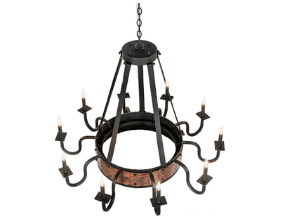 Meyda Costello 10-Light Chandelier in Costello Black and Vintage Hammered Copper