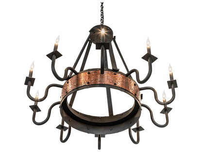 Meyda Costello 10-Light Chandelier in Costello Black and Vintage Hammered Copper