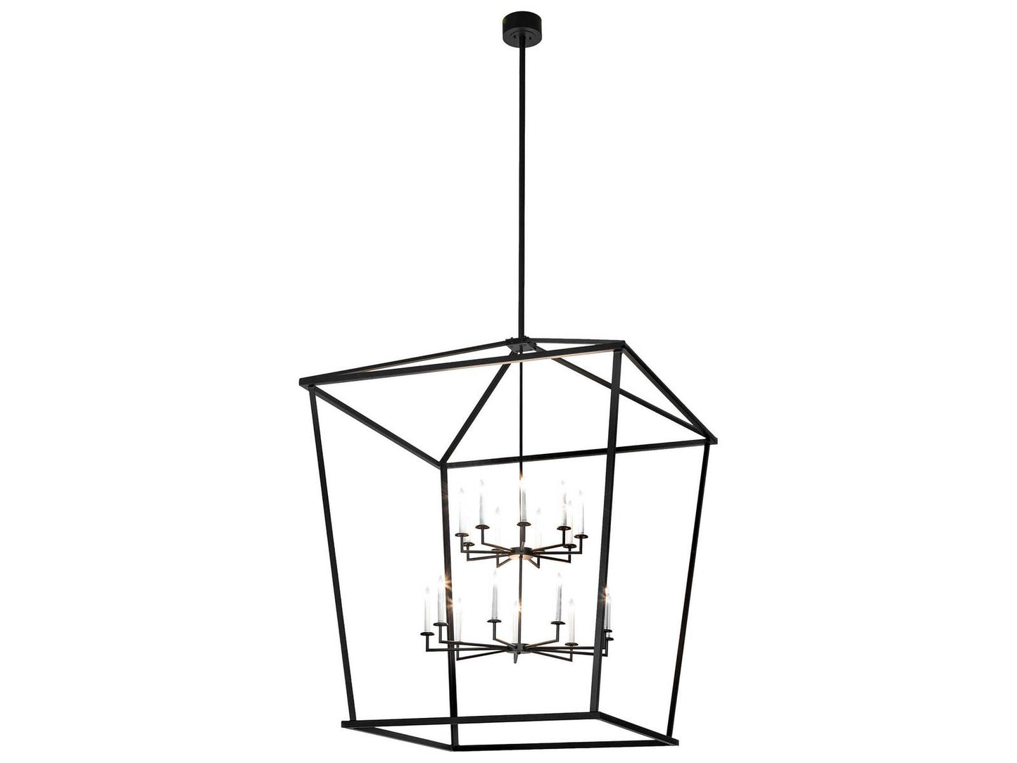 Meyda Kitzi 18-Light Flat Black Chandelier Geometric Structure