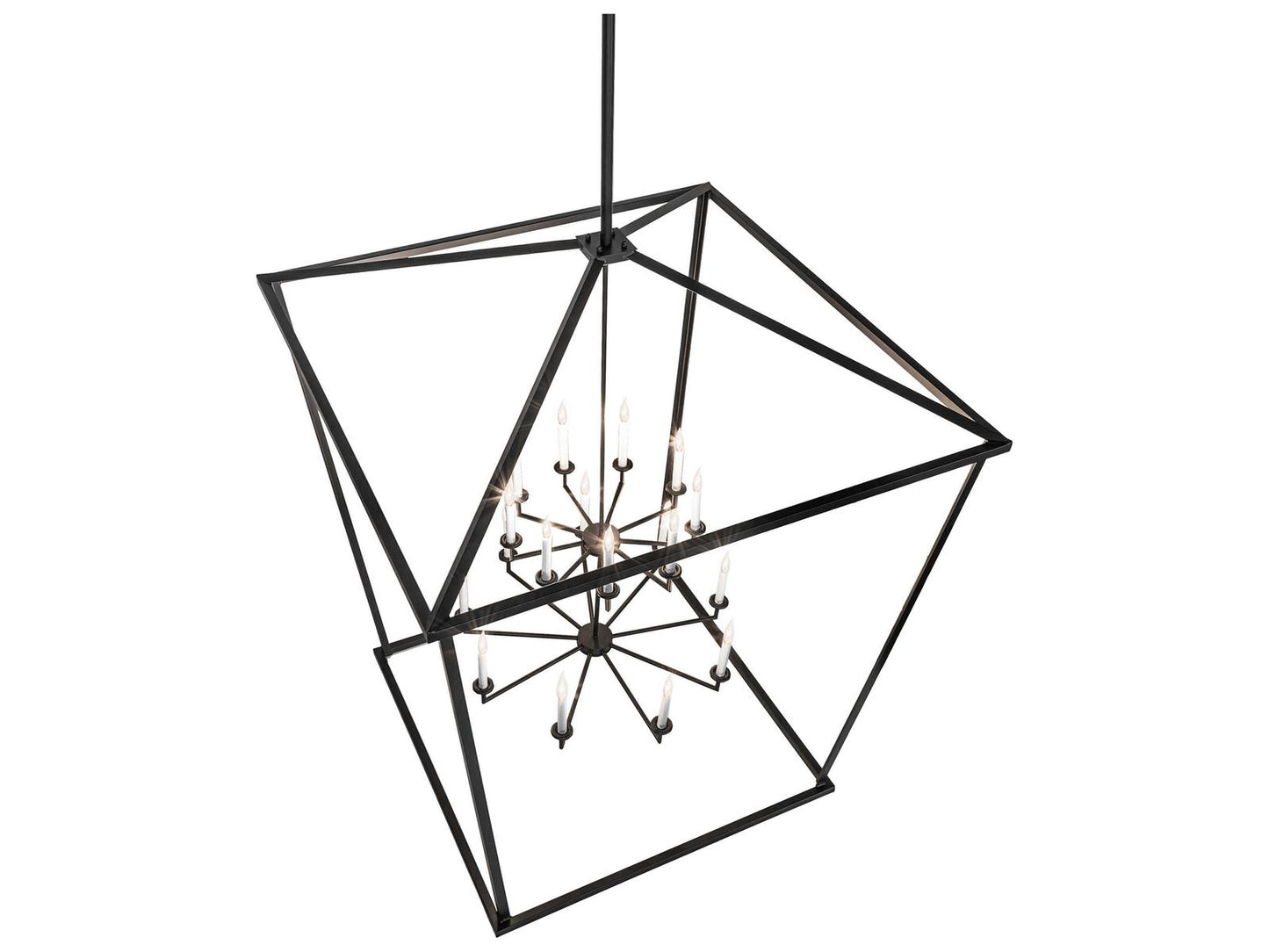 Meyda Kitzi 18-Light Flat Black Chandelier Geometric Structure