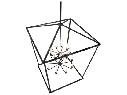Meyda Kitzi 18-Light Flat Black Chandelier Geometric Structure