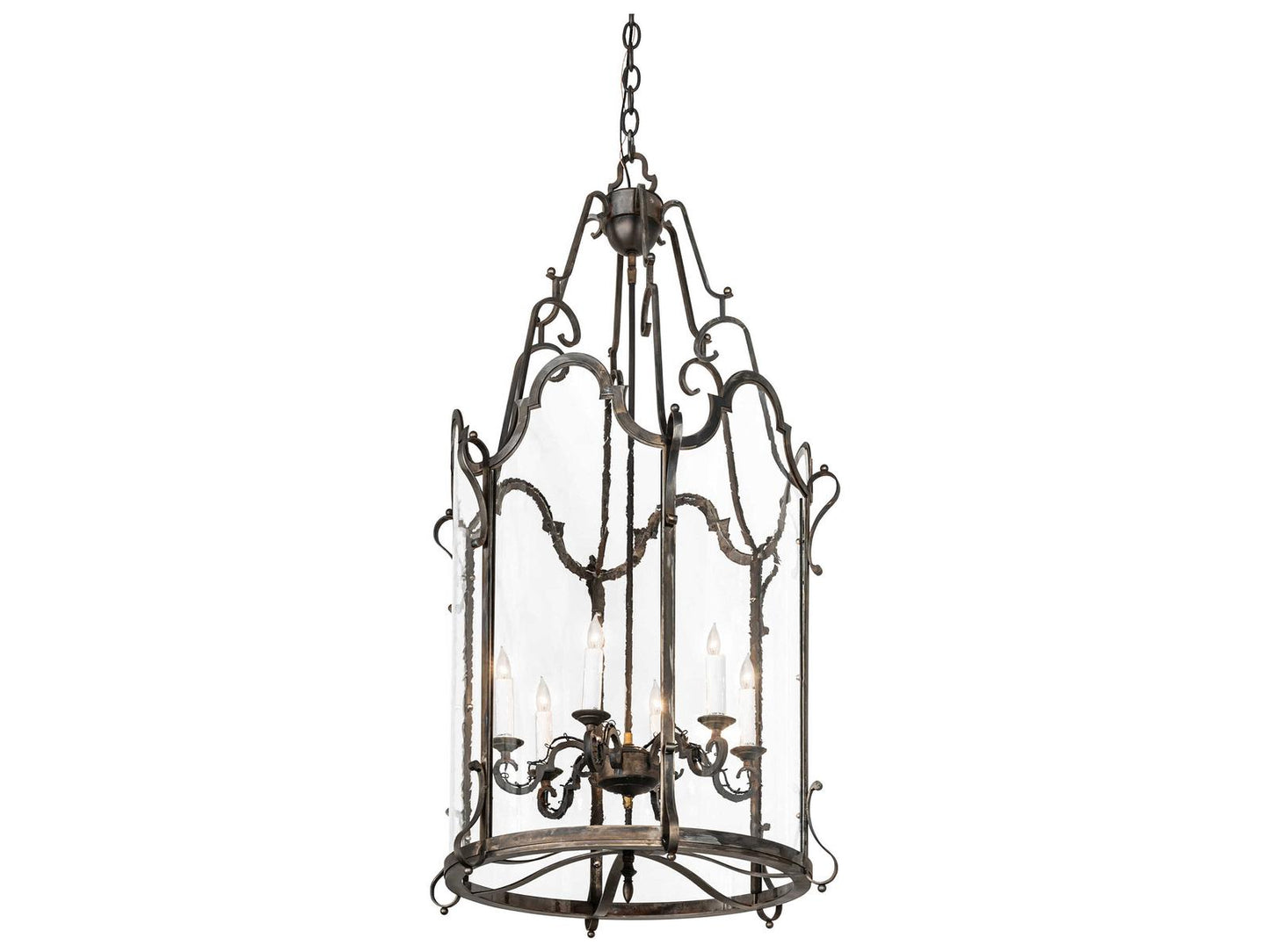 Meyda Dubrek 6-Light Blackened Steel Foyer Lantern Chandelier