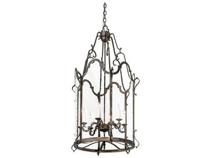 Meyda Dubrek 6-Light Blackened Steel Foyer Lantern Chandelier