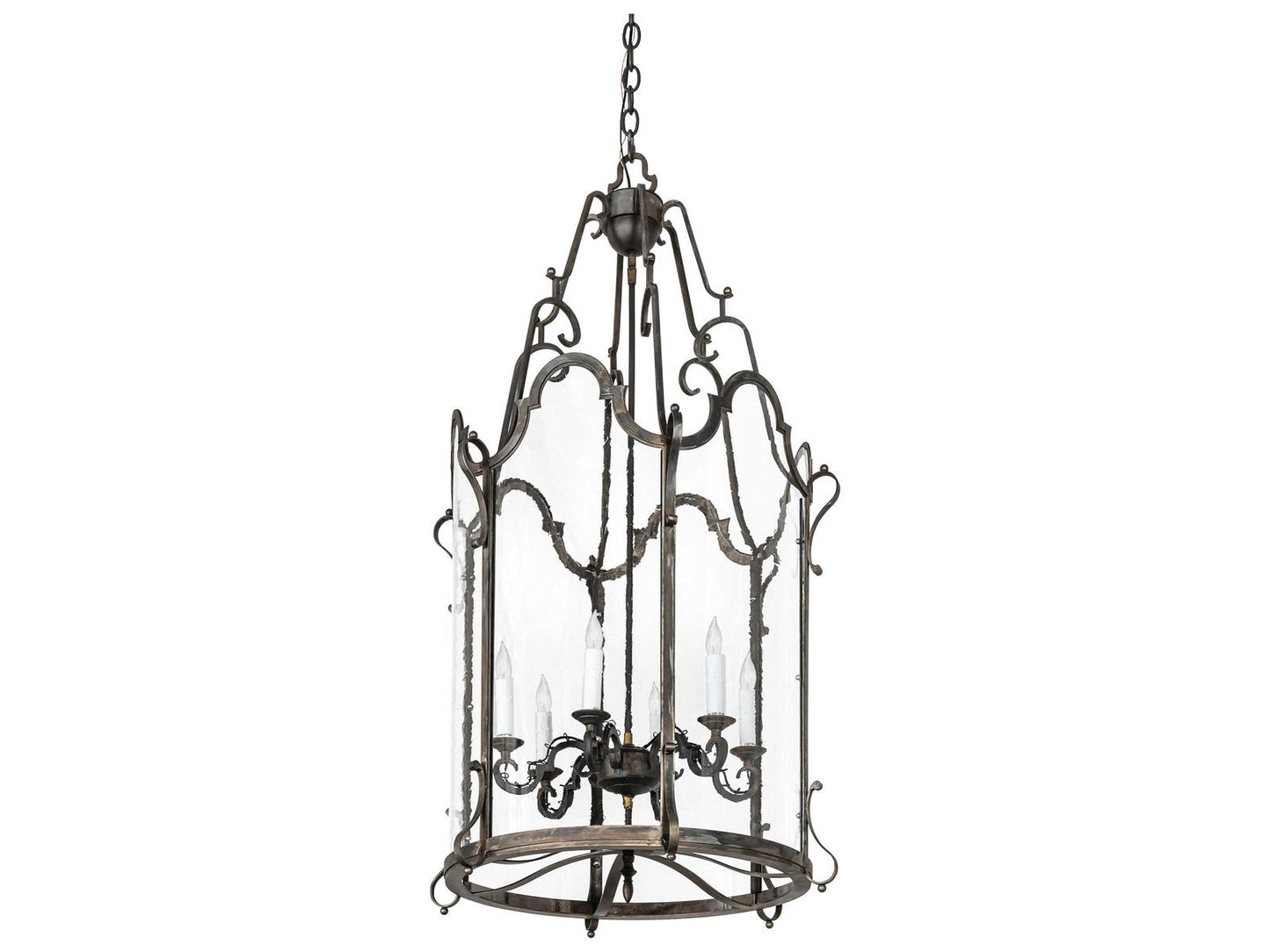Meyda Dubrek 6-Light Blackened Steel Foyer Lantern Chandelier