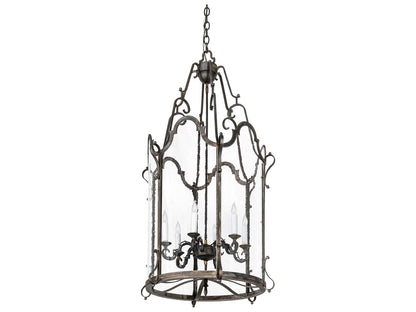 Meyda Dubrek 6-Light Blackened Steel Foyer Lantern Chandelier