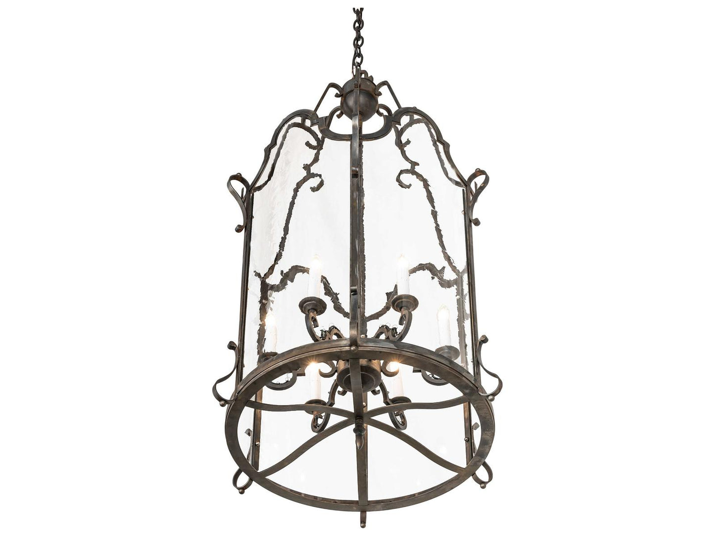 Meyda Dubrek 6-Light Blackened Steel Foyer Lantern Chandelier