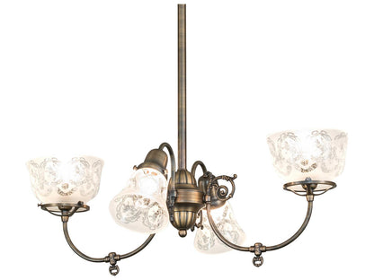 Meyda Revival Gas and Electric 4-Light Chandelier in Antique Brass