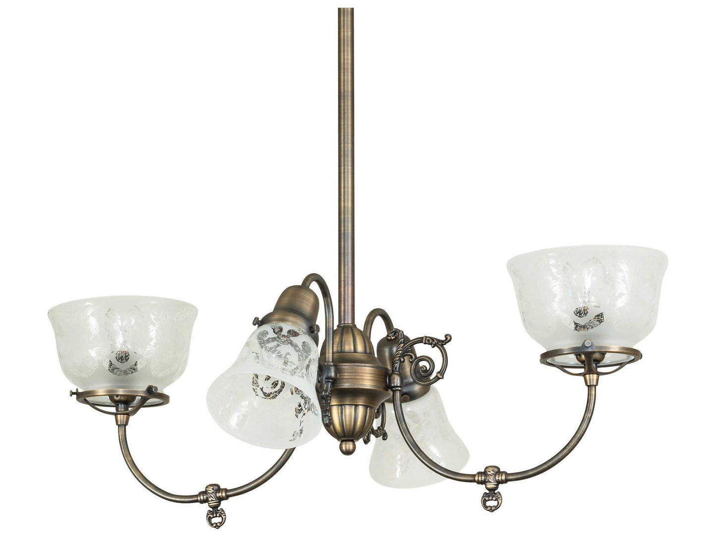 Meyda Revival Gas and Electric 4-Light Chandelier in Antique Brass