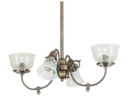 Meyda Revival Gas and Electric 4-Light Chandelier in Antique Brass