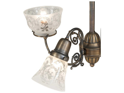Meyda Revival Gas and Electric 4-Light Chandelier in Antique Brass
