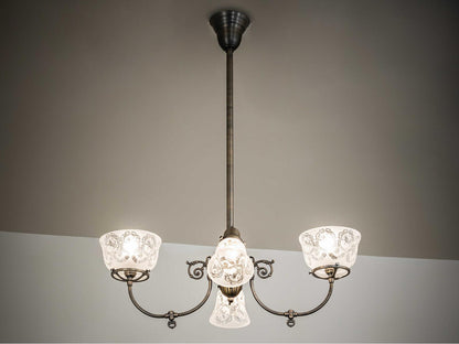Meyda Revival Gas and Electric 4-Light Chandelier in Antique Brass