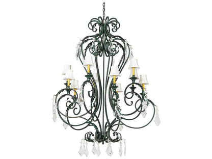 Meyda 10-Light Josephine Chandelier in Golden Verde with Cream Fabric Shades