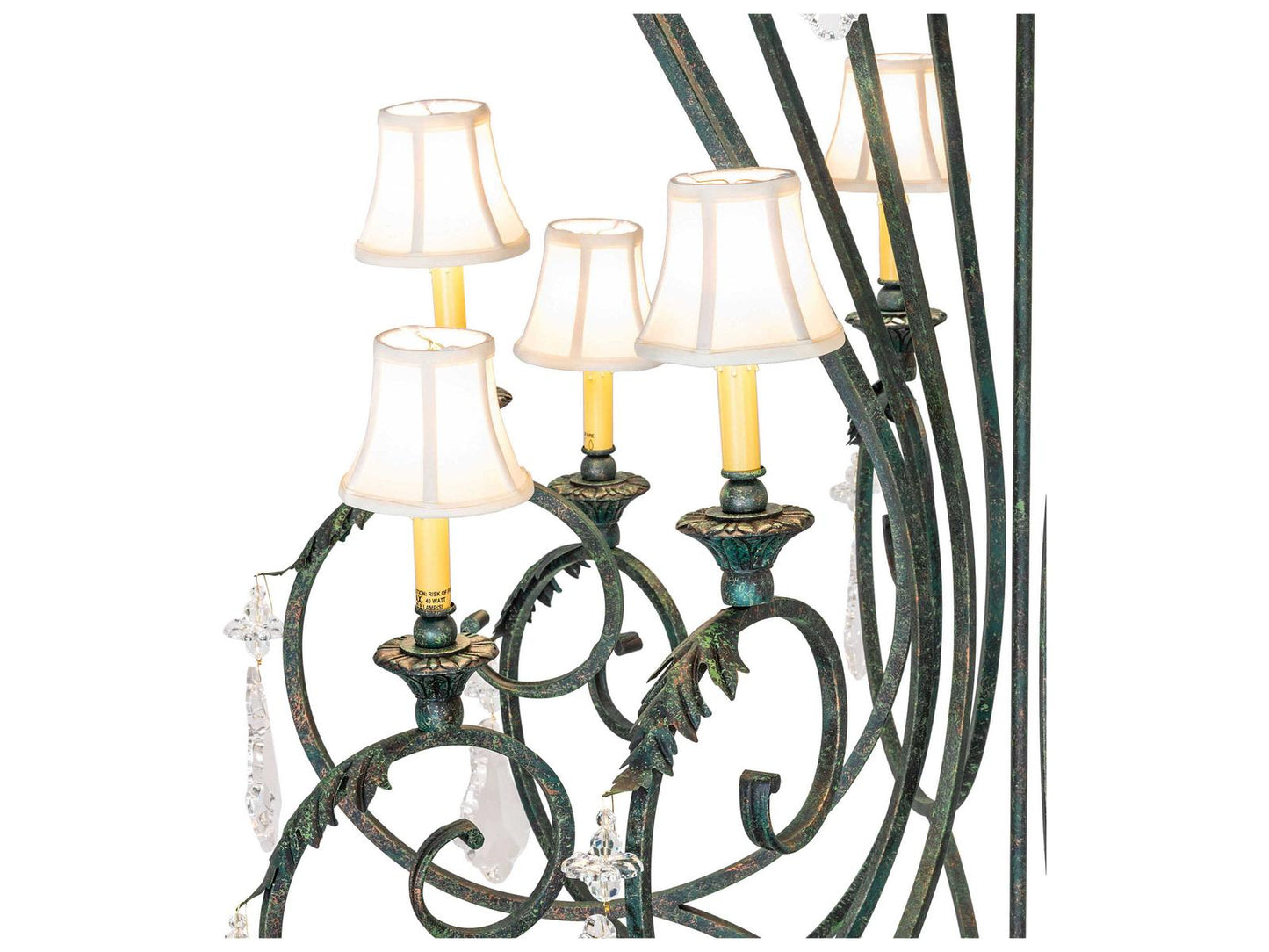Meyda 10-Light Josephine Chandelier in Golden Verde with Cream Fabric Shades