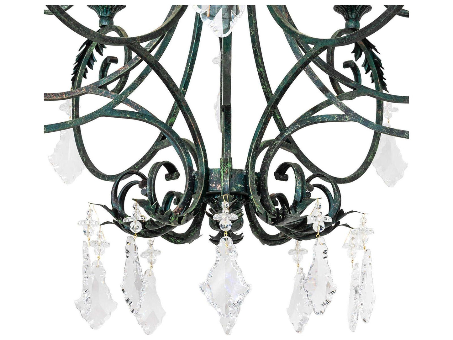 Meyda 10-Light Josephine Chandelier in Golden Verde with Cream Fabric Shades