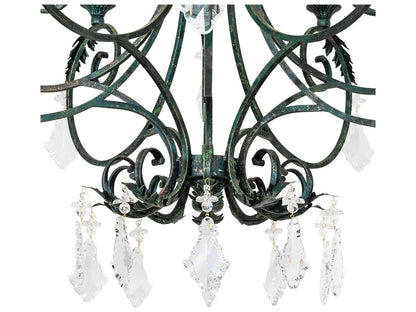 Meyda 10-Light Josephine Chandelier in Golden Verde with Cream Fabric Shades