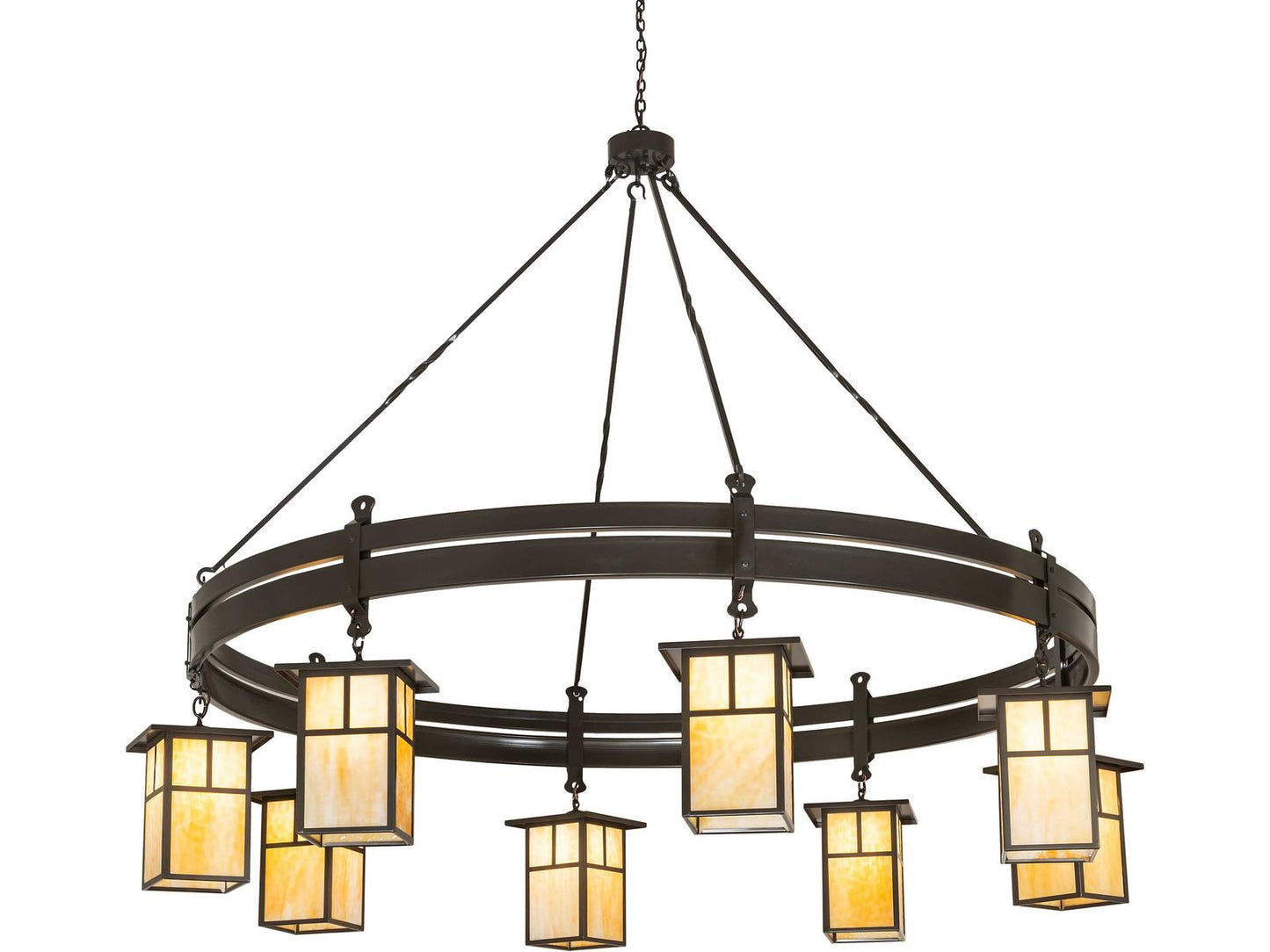 Meyda Beartooth 8-Light Beige Art Glass Traditional Chandelier in Timeless Bronze