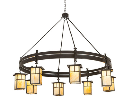 Meyda Beartooth 8-Light Beige Art Glass Traditional Chandelier in Timeless Bronze