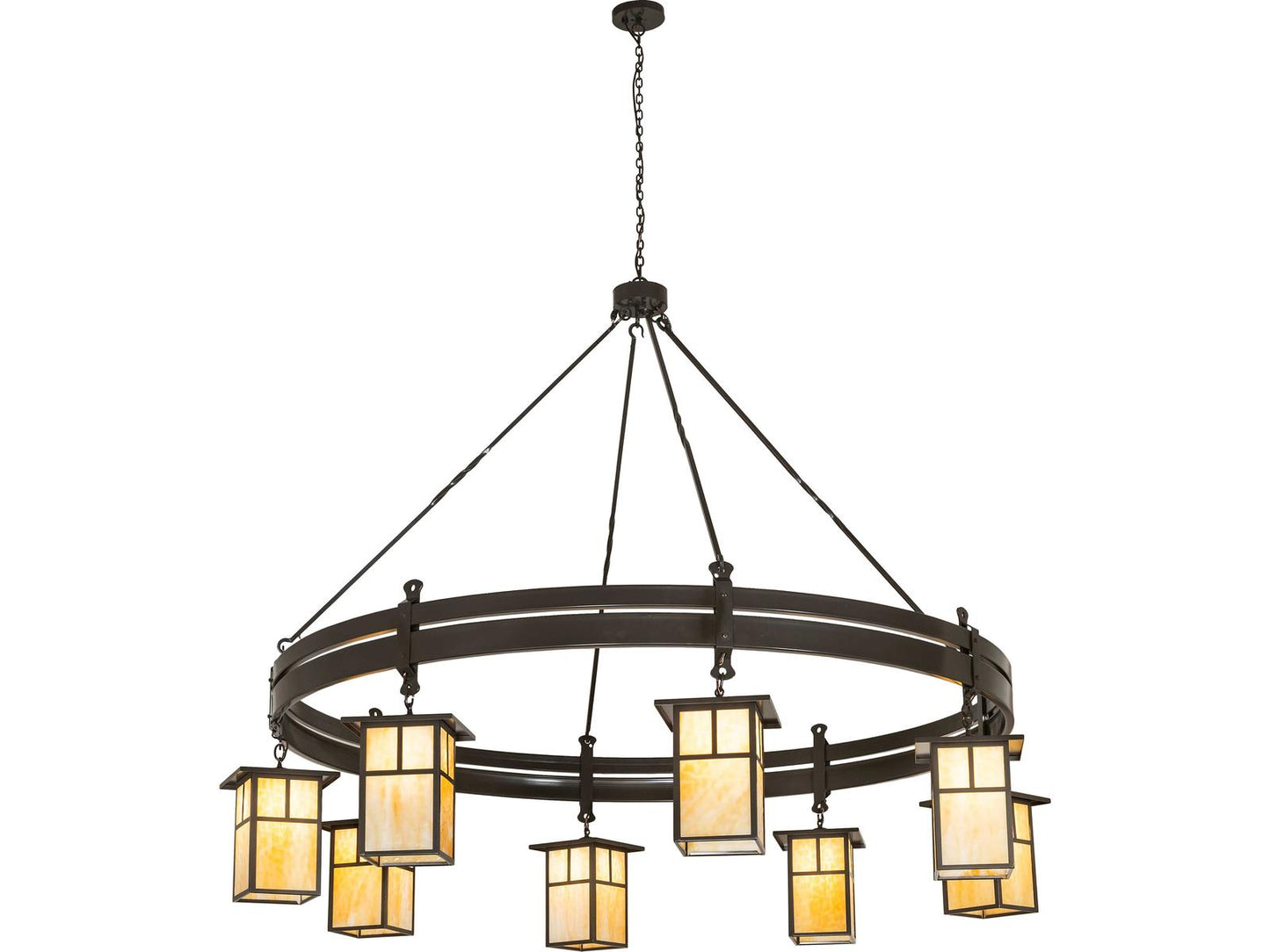 Meyda Beartooth 8-Light Beige Art Glass Traditional Chandelier in Timeless Bronze