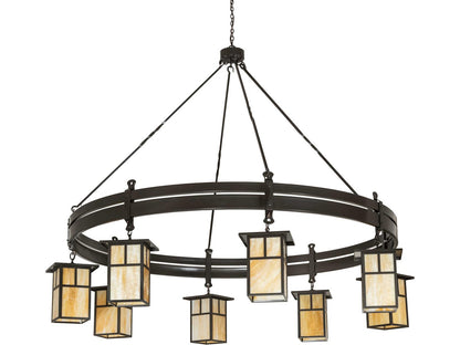 Meyda Beartooth 8-Light Beige Art Glass Traditional Chandelier in Timeless Bronze