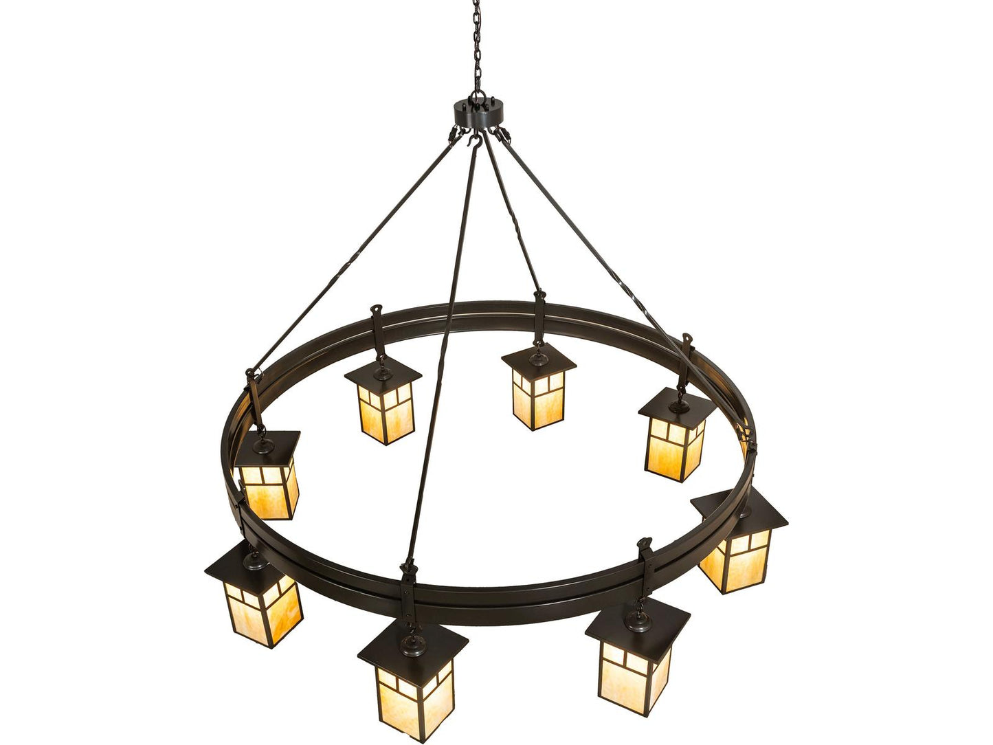 Meyda Beartooth 8-Light Beige Art Glass Traditional Chandelier in Timeless Bronze