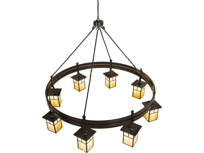 Meyda Beartooth 8-Light Beige Art Glass Traditional Chandelier in Timeless Bronze