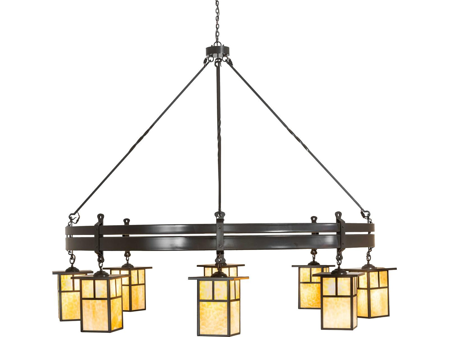 Meyda Beartooth 8-Light Beige Art Glass Traditional Chandelier in Timeless Bronze
