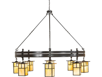 Meyda Beartooth 8-Light Beige Art Glass Traditional Chandelier in Timeless Bronze