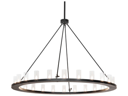 Meyda Loxley 24-Light Two-Tier Chandelier in Solar Black with Frosted Glass