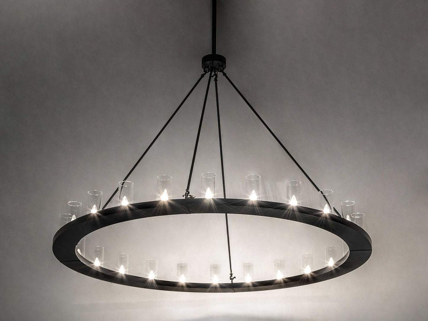 Meyda Loxley 24-Light Two-Tier Chandelier in Solar Black with Frosted Glass