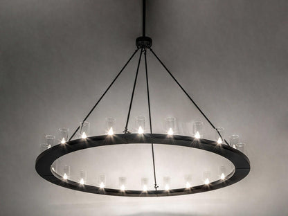 Meyda Loxley 24-Light Two-Tier Chandelier in Solar Black with Frosted Glass