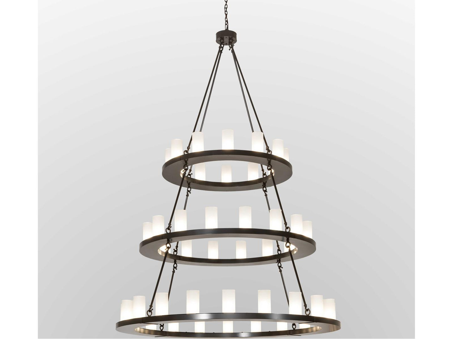 Meyda Loxley 48-Light Cylinder Tiered Chandelier in Timeless Bronze