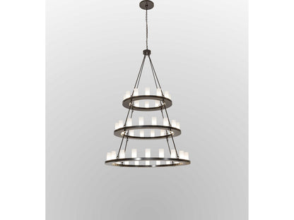 Meyda Loxley 48-Light Cylinder Tiered Chandelier in Timeless Bronze