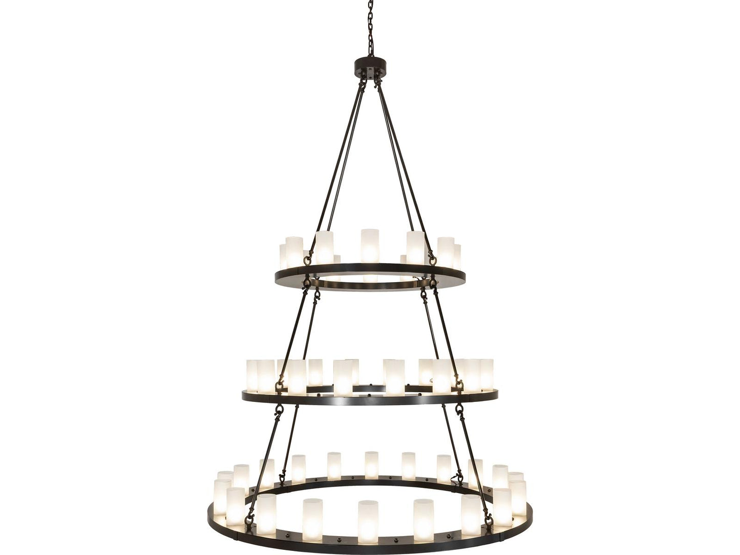 Meyda Loxley 48-Light Cylinder Tiered Chandelier in Timeless Bronze