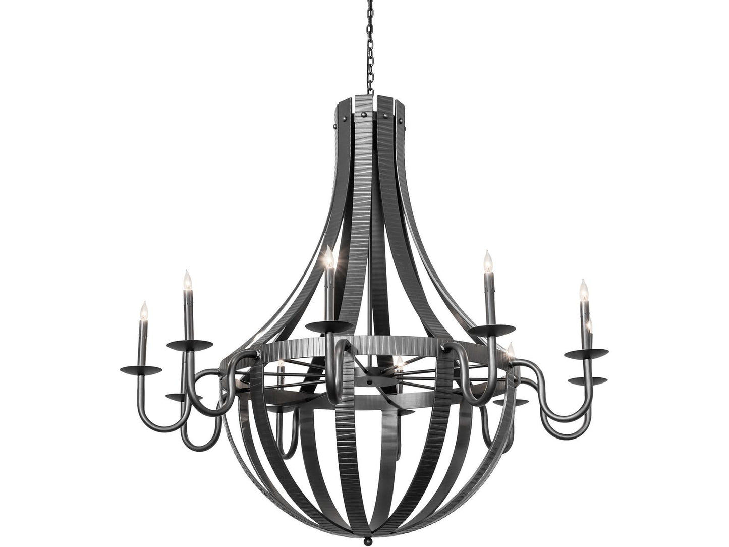 Meyda Barrel Stave 10-Light Wrought Iron Candelabra Chandelier