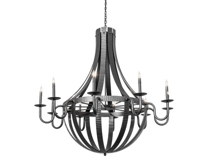Meyda Barrel Stave 10-Light Wrought Iron Candelabra Chandelier