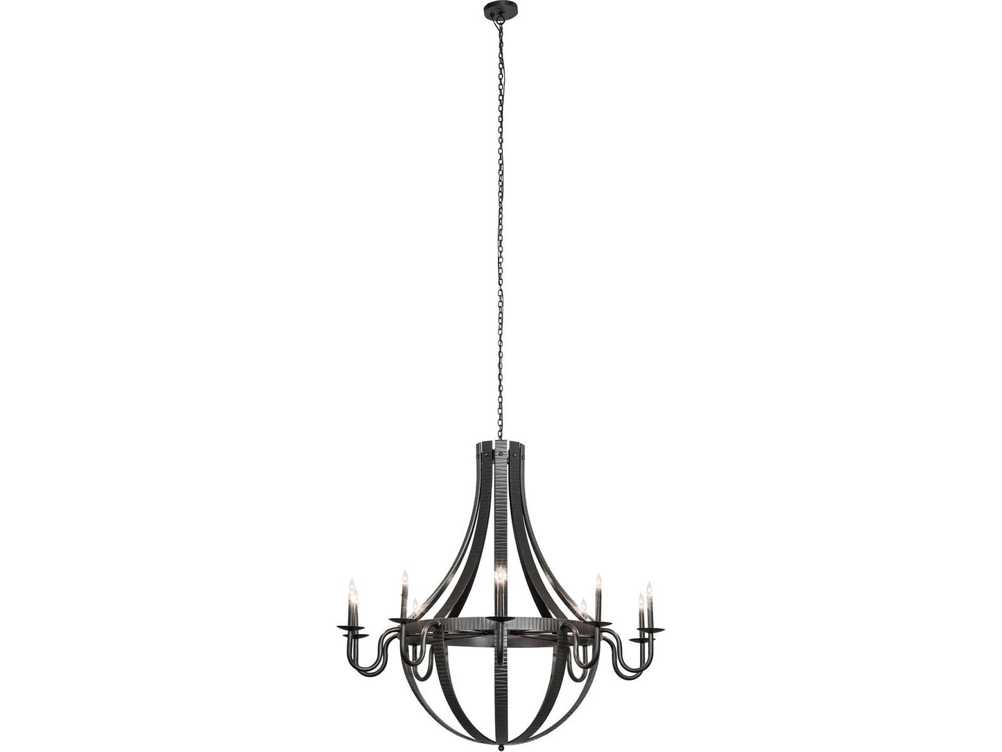 Meyda Barrel Stave 10-Light Wrought Iron Candelabra Chandelier