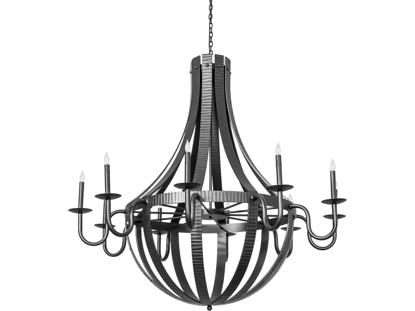 Meyda Barrel Stave 10-Light Wrought Iron Candelabra Chandelier