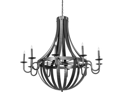 Meyda Barrel Stave 10-Light Wrought Iron Candelabra Chandelier