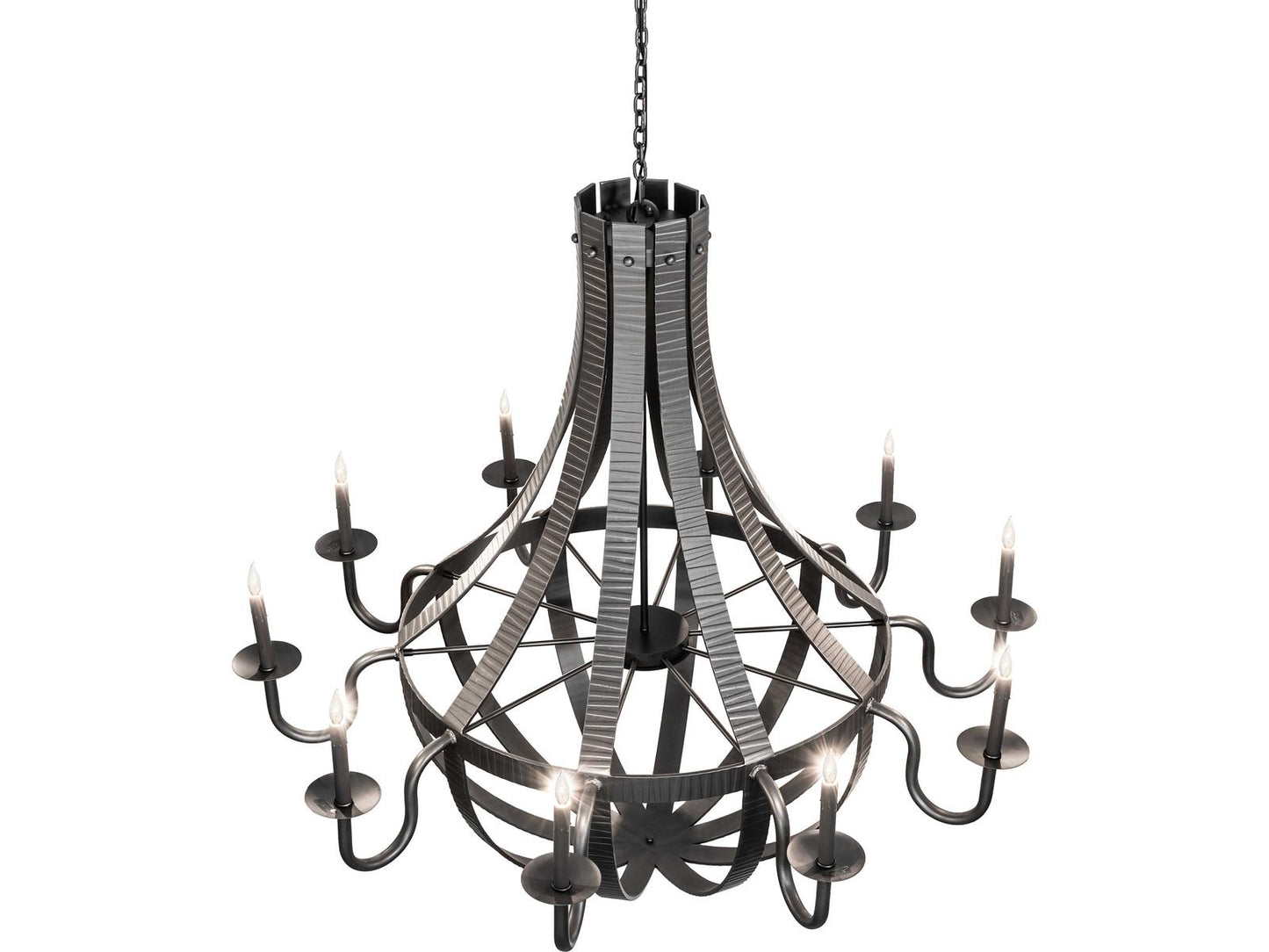 Meyda Barrel Stave 10-Light Wrought Iron Candelabra Chandelier