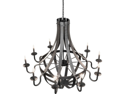Meyda Barrel Stave 10-Light Wrought Iron Candelabra Chandelier